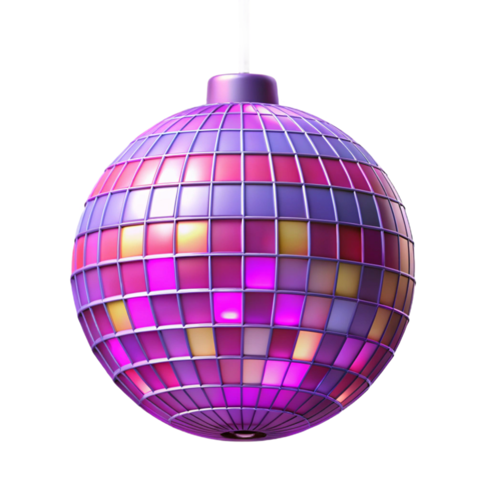 Disco Ball Ornament Purple, Pink, and Gold Mirrored Sphere png