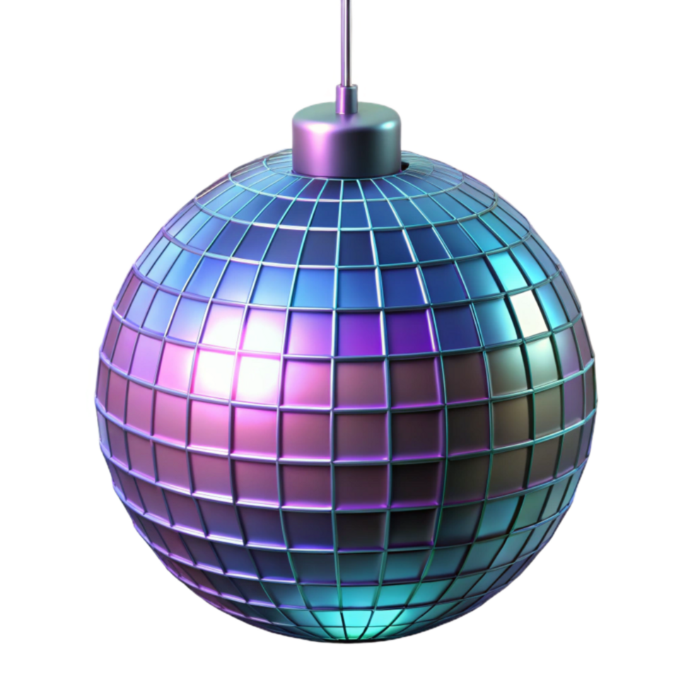 Iridescent Disco Ball Festive Sphere with Mirrored Tiles png