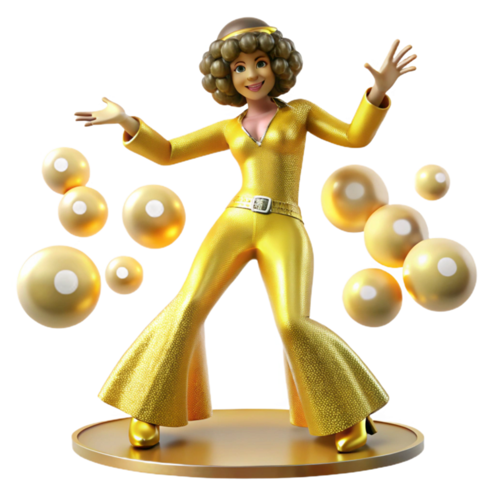 Disco Fever Golden Girl Glowing Spheres png