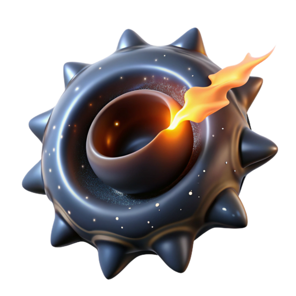 Spiky Orb with Inner Flame Abstract 3D Render png