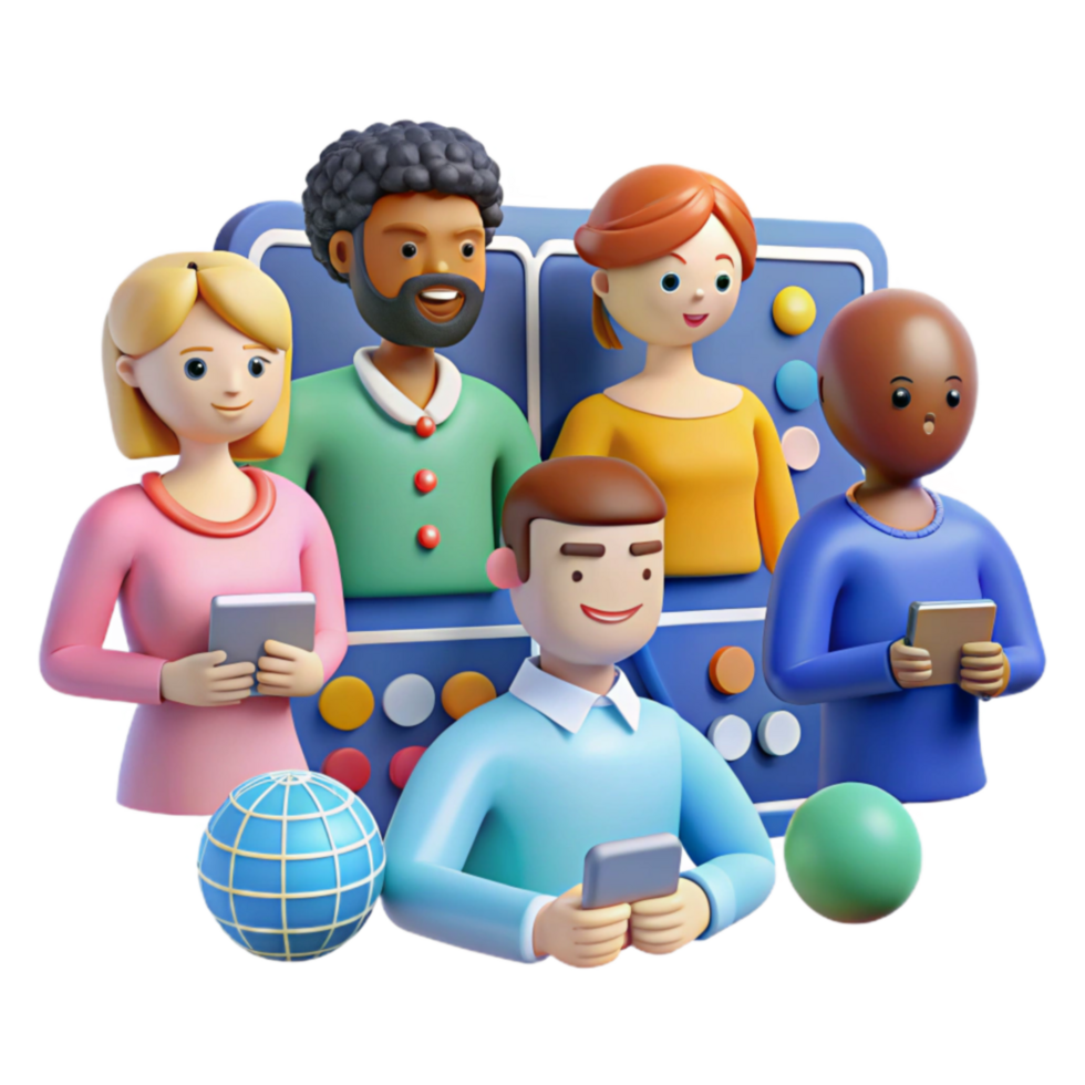 Global Communication Diverse Team Collaboration on Mobile Devices png