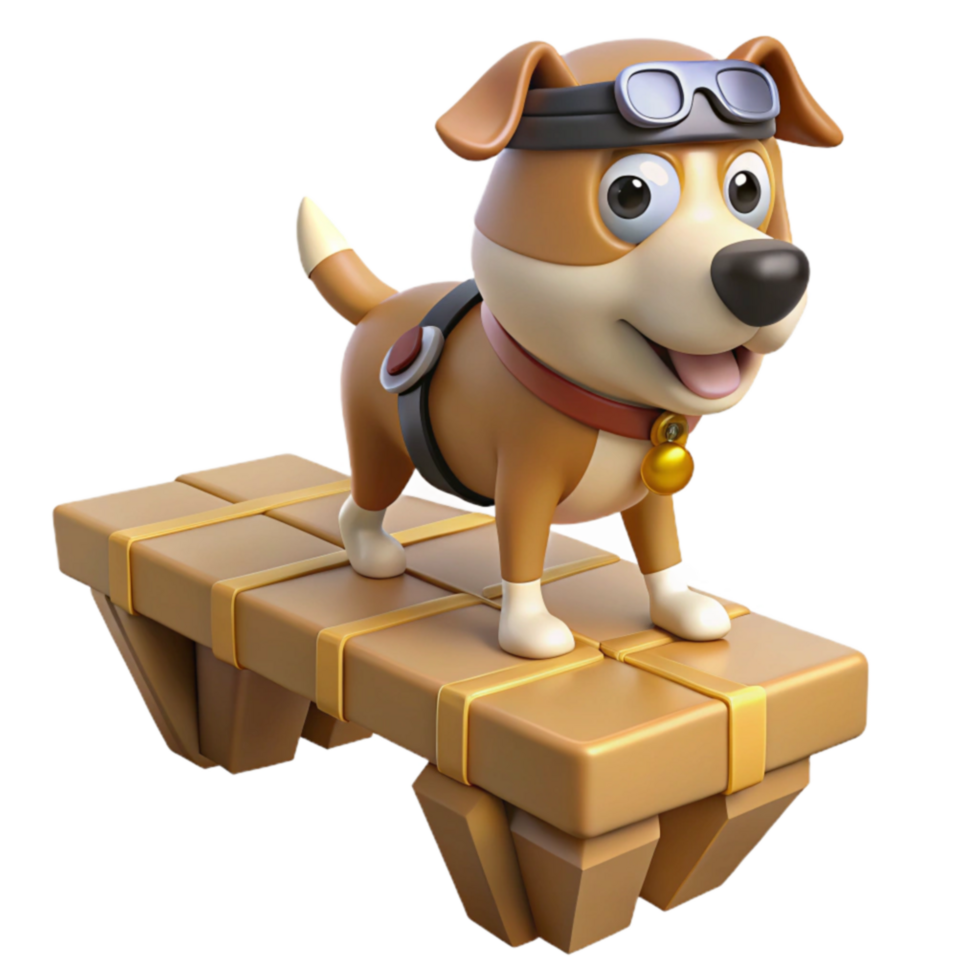 3D Cartoon Dog on a Platform png