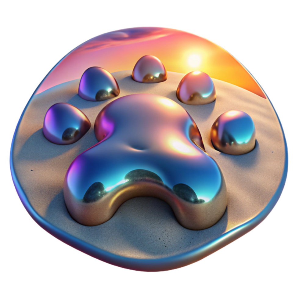 Sunset Paw Print Metallic Art png