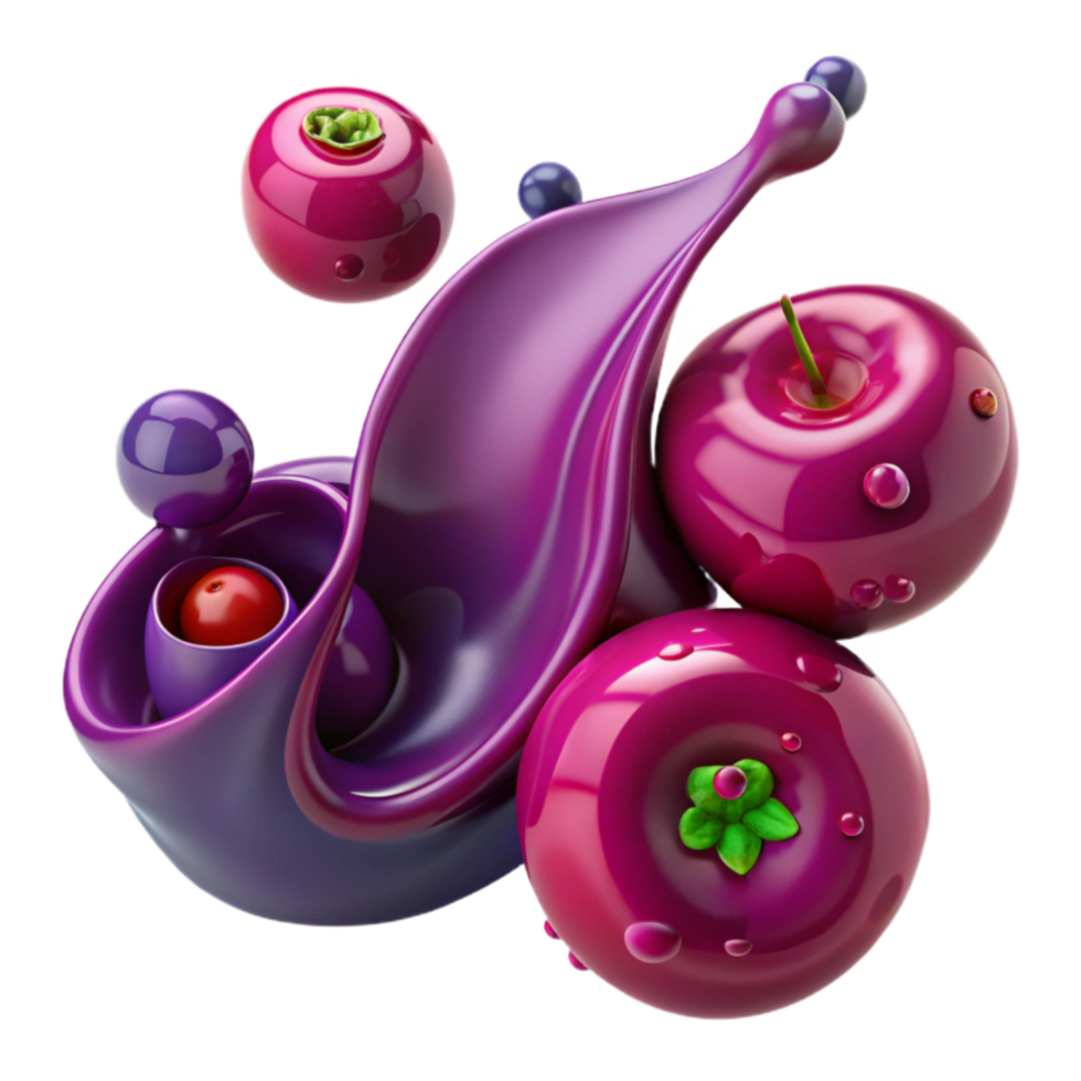 Berry Splash Juicy Fruit in Dynamic 3D Render png