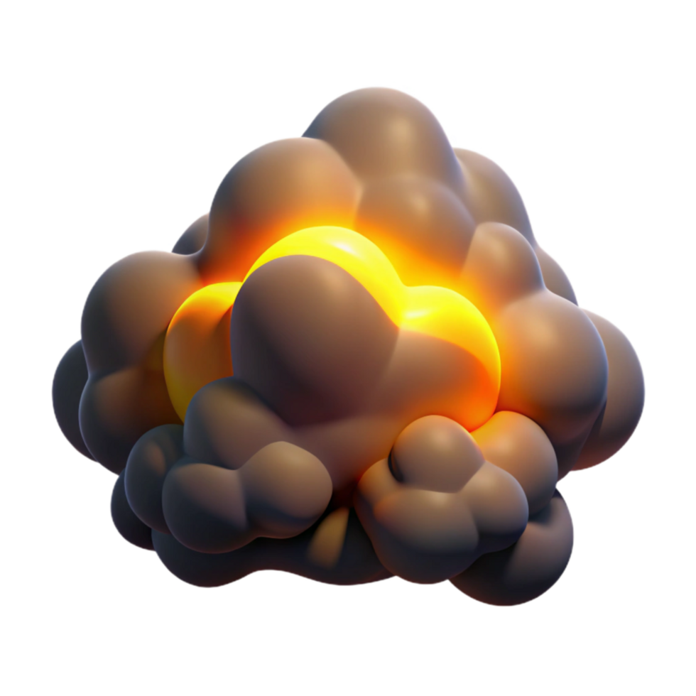 Glowing Explosion 3D Render of Smoke and Fire png