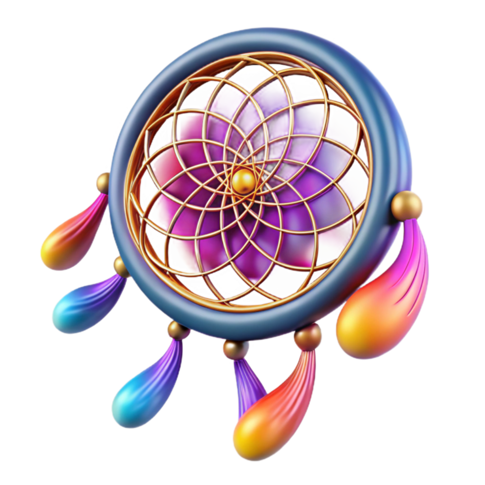 Vibrant Dreamcatcher Colorful 3D Render png