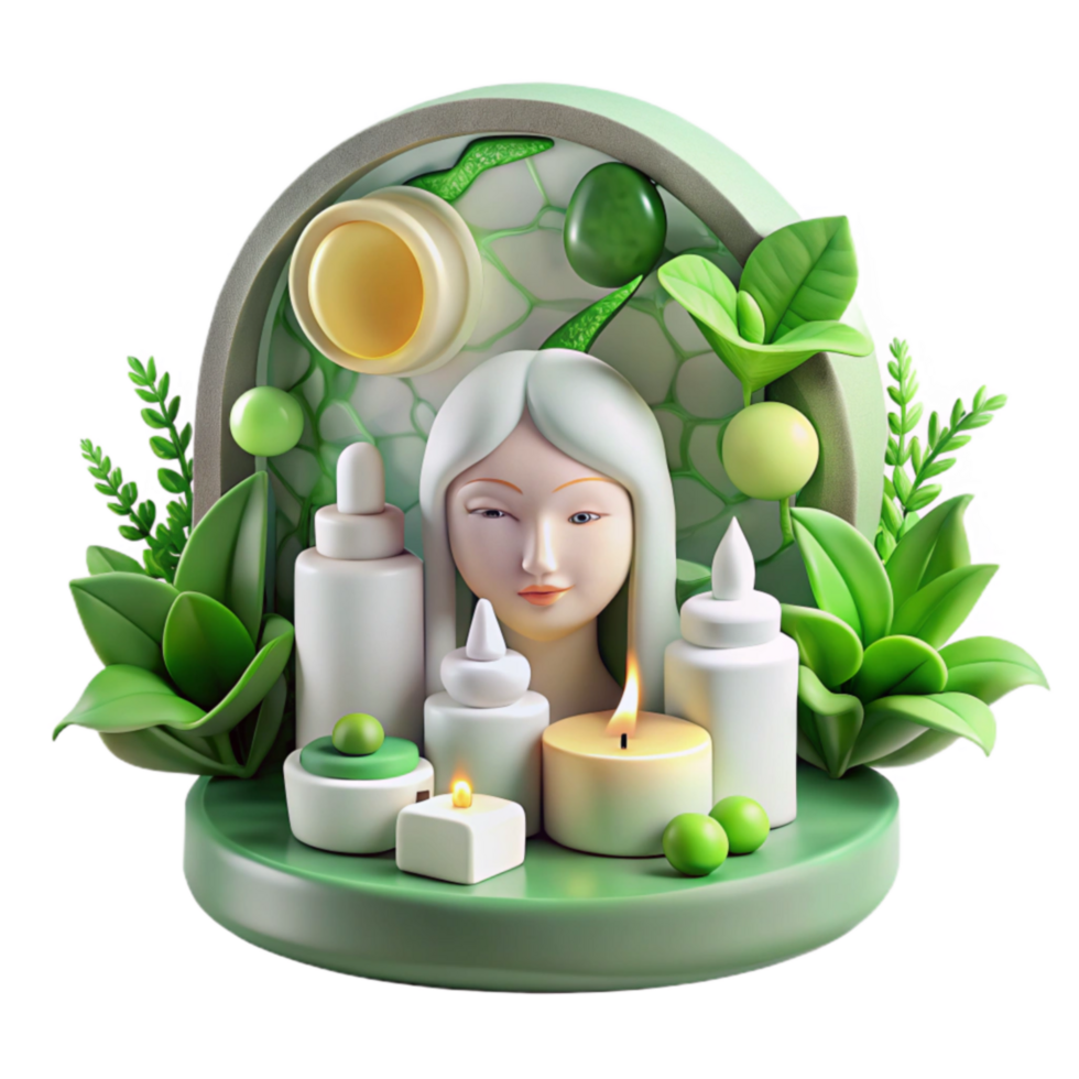 Serene Spa Candles, Plants, and Skincare png