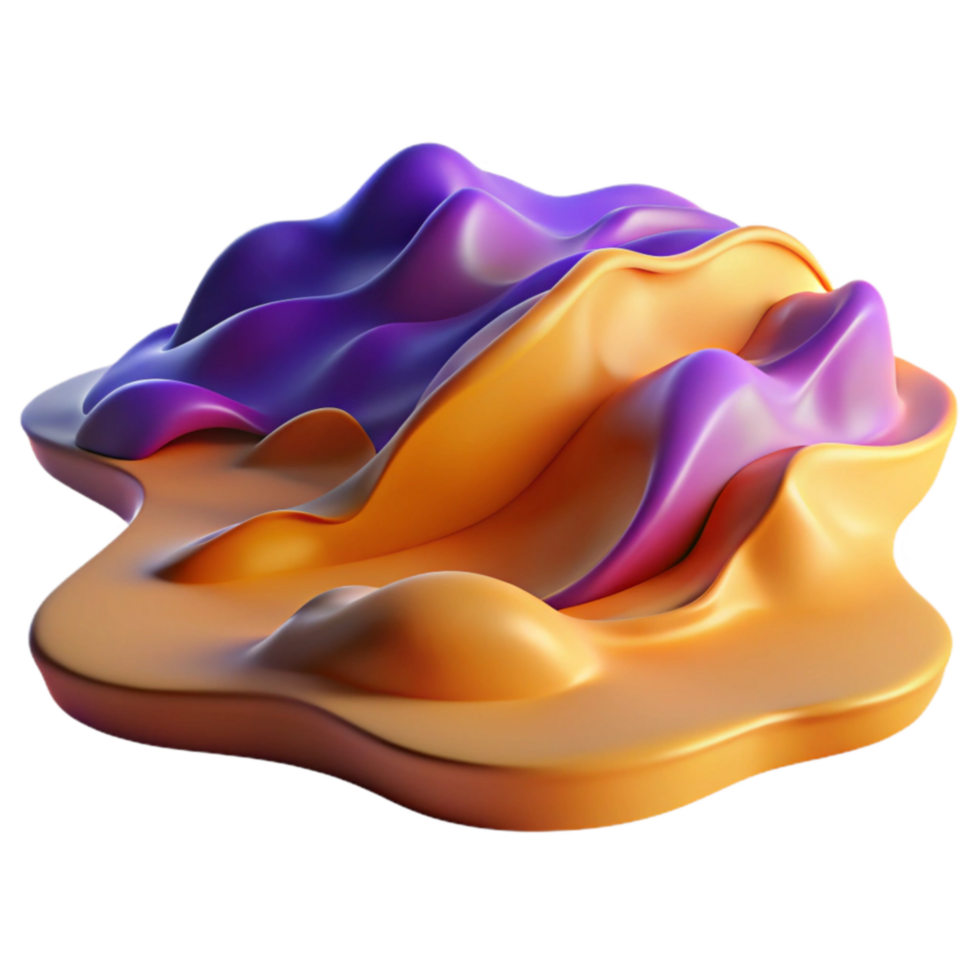 Abstract 3D Render Orange and Purple Fluid Forms png