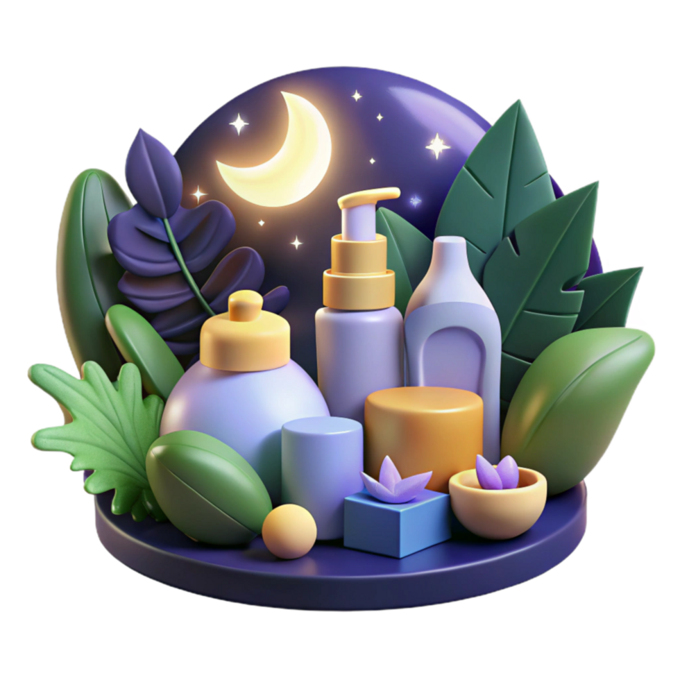 Nighttime Skincare Routine Botanicals Moonlit Serenity png