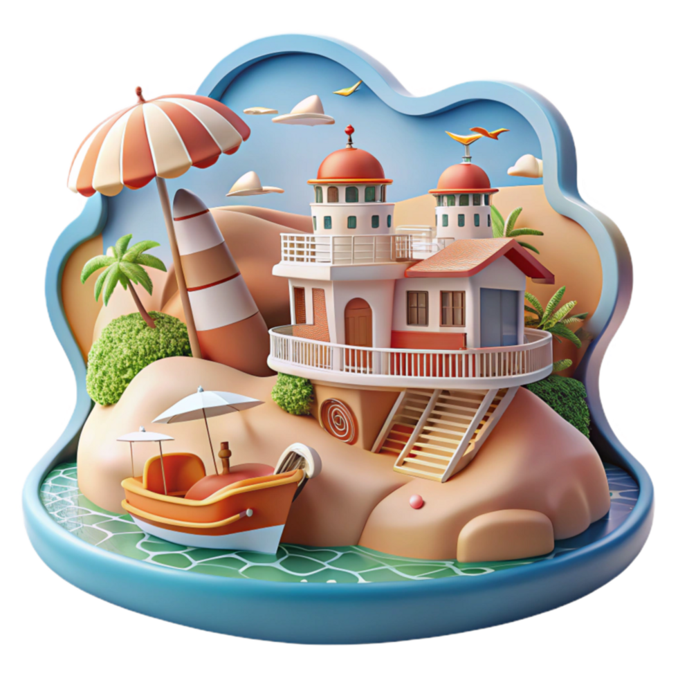 Coastal House Vacation Dream Island Escape png