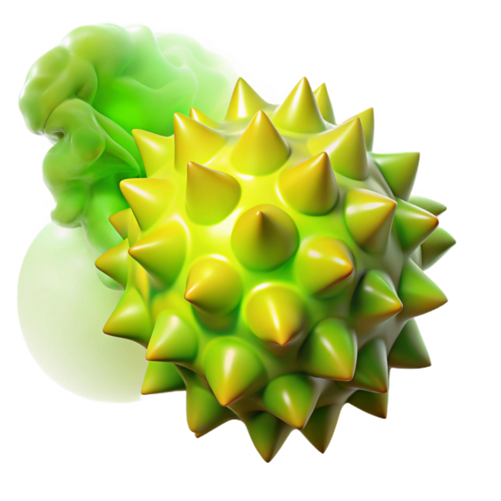 Abstract Spiky Orb and Cloud 3D Render png