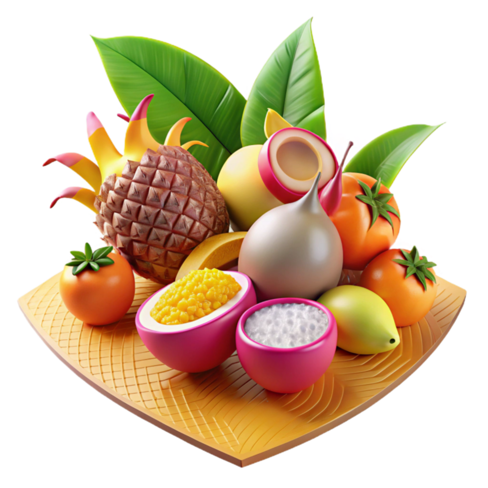 Tropical Fruit Platter Exotic Summer Fruits png