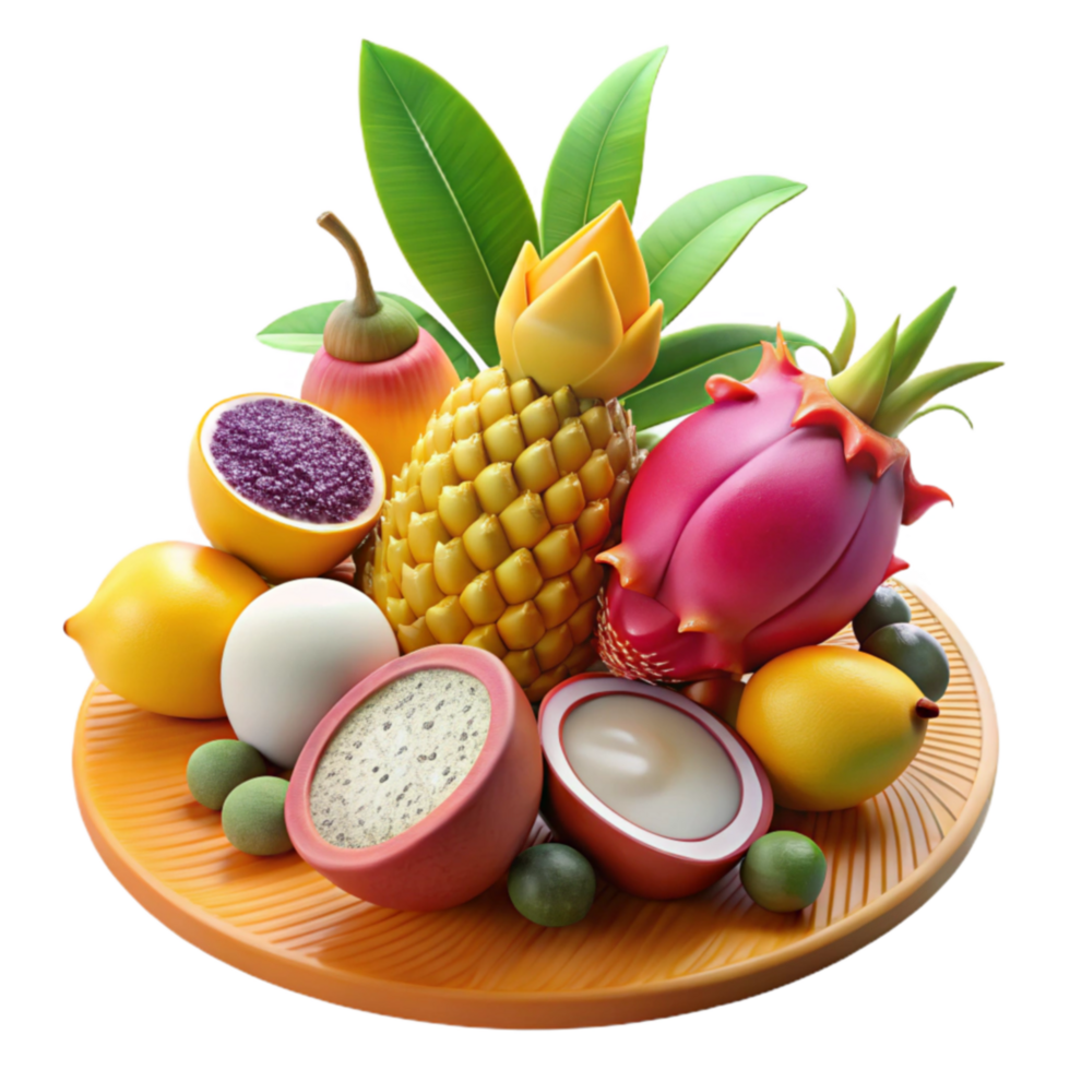 Vibrant Tropical Fruit Platter A Delightful Mix png