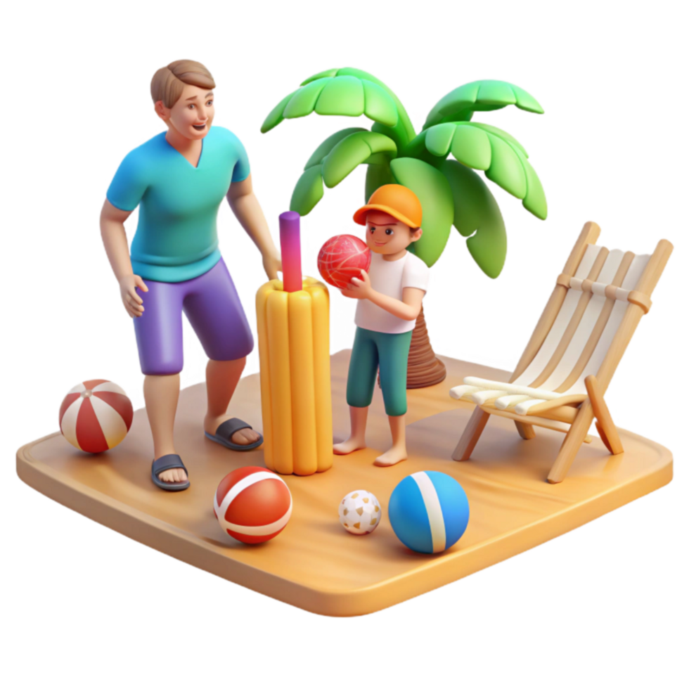 Father and Son Summer Fun Beach Day Games png