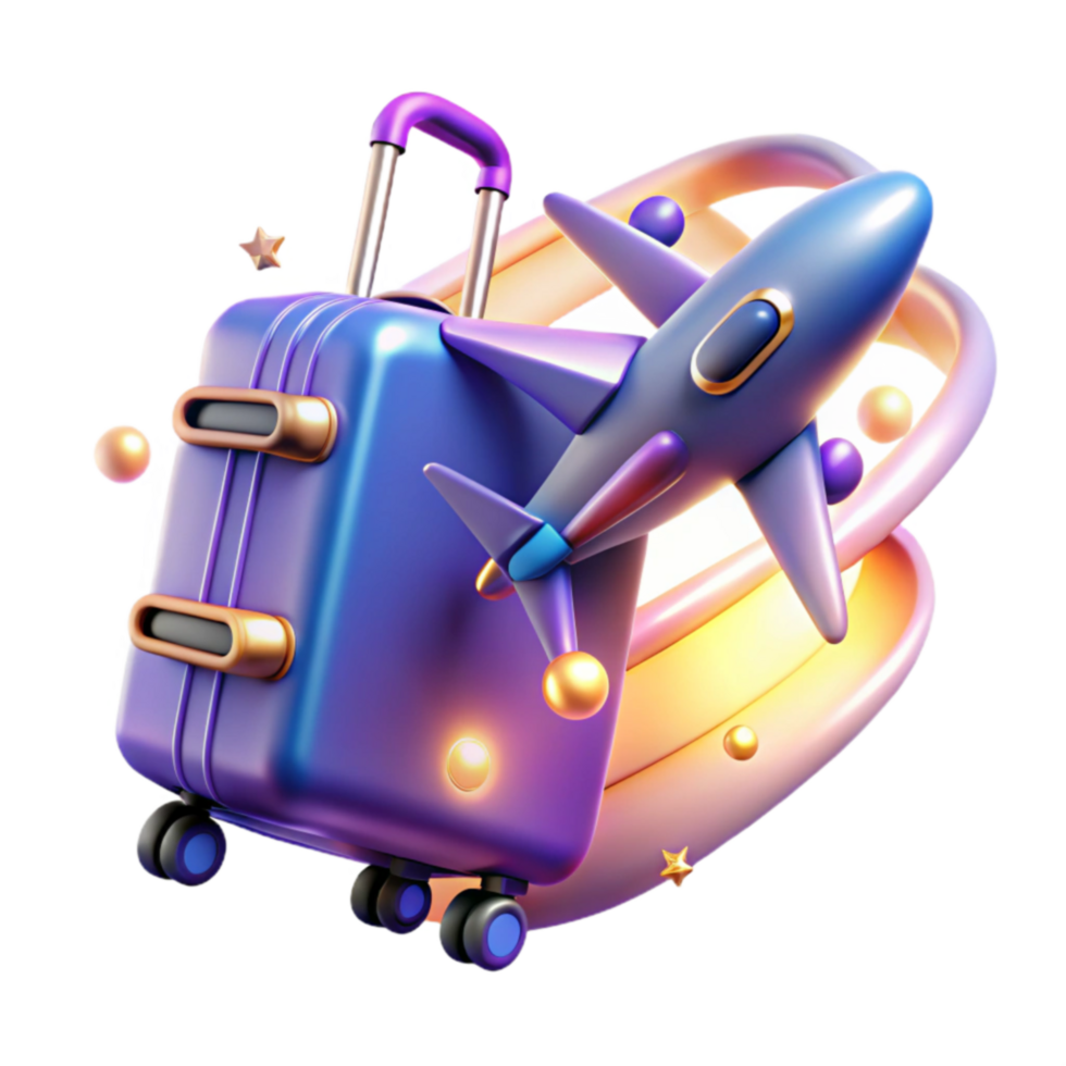 Vacation Travel Suitcase and Airplane png