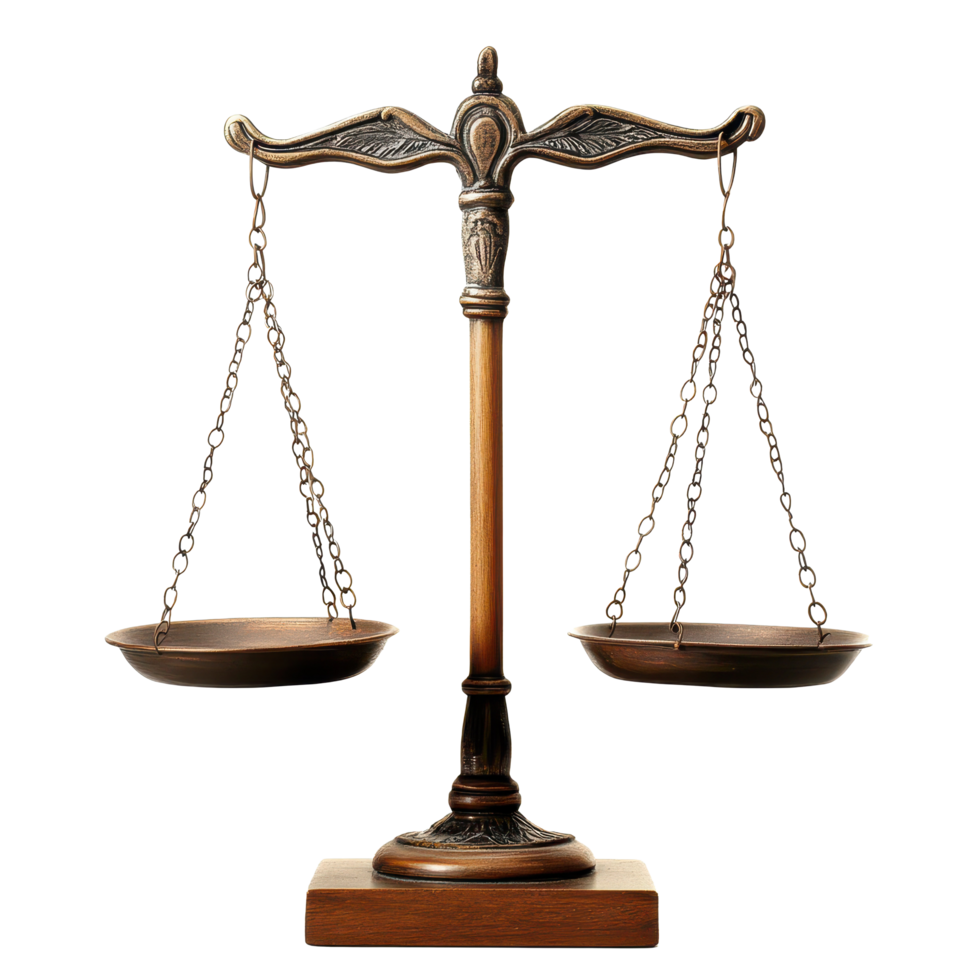Justice scale on Transparent background representing fairness and equality in the legal system, Scale Justice, background png
