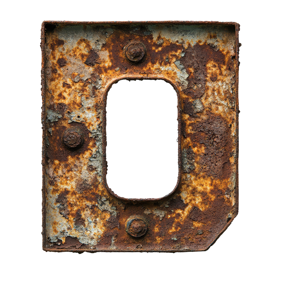 Rusty number sign with weathered surface against a Transparent background, rusty number sign with a rusted surface, background png