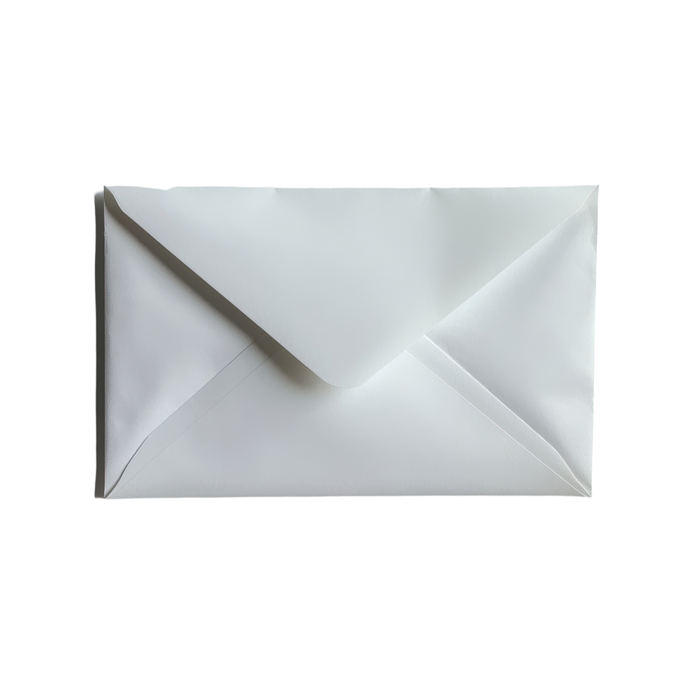 Simple white envelope isolated on a clean Transparent background for stationery design purposes, background envelopeisolated on background png