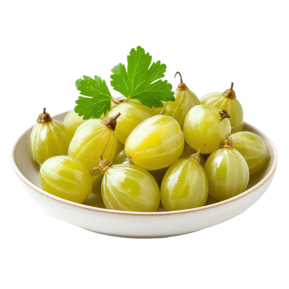 Fresh star gooseberries arranged on a plate against a clean Transparent background for culinary presentation, star gooseberry in a plateisolated on background png