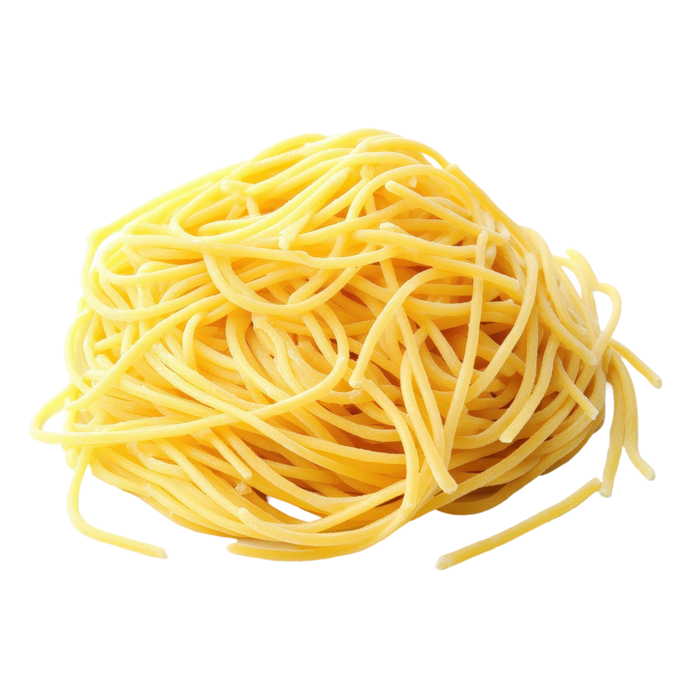 Spaghetti pasta strands neatly arranged on a Transparent background for culinary use and presentation ideas, Spaghetti pasta isolated onisolated on background png