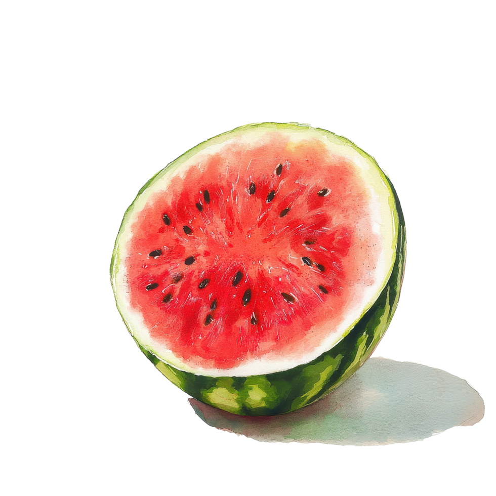 Freshly cut watermelon showcasing vibrant red flesh on a clean white backdrop, watermelon on Transparent background png