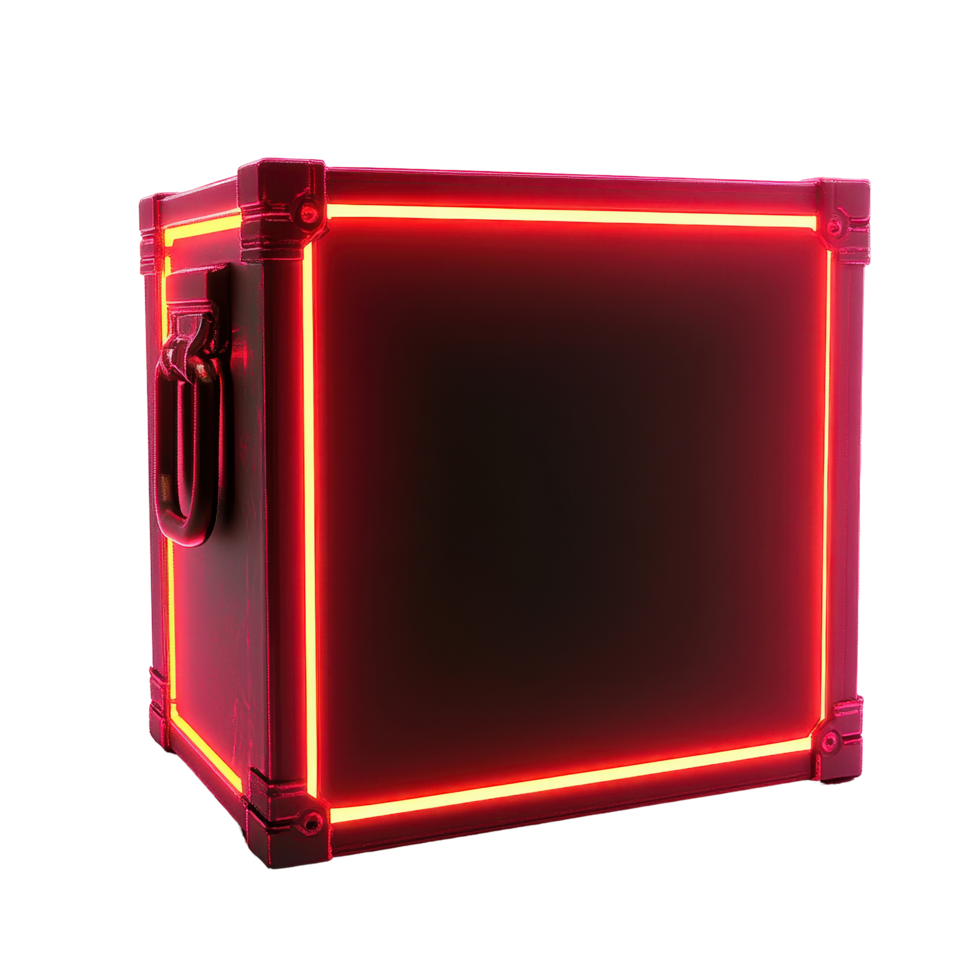 Safety box illuminated with dark neon light against Transparent background, Safety box with dark neon light effect background png