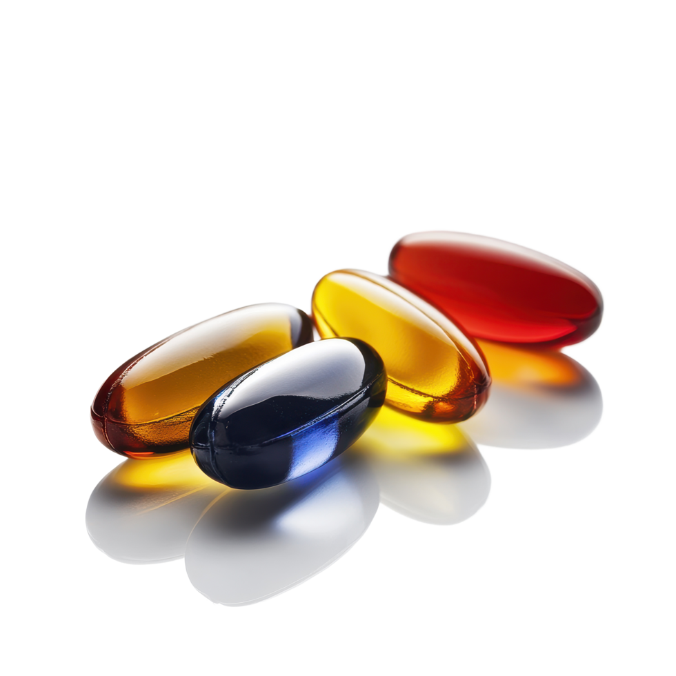 Variety of vitamins isolated on Transparent background for health and wellness promotion, vitamins bisolated on background png
