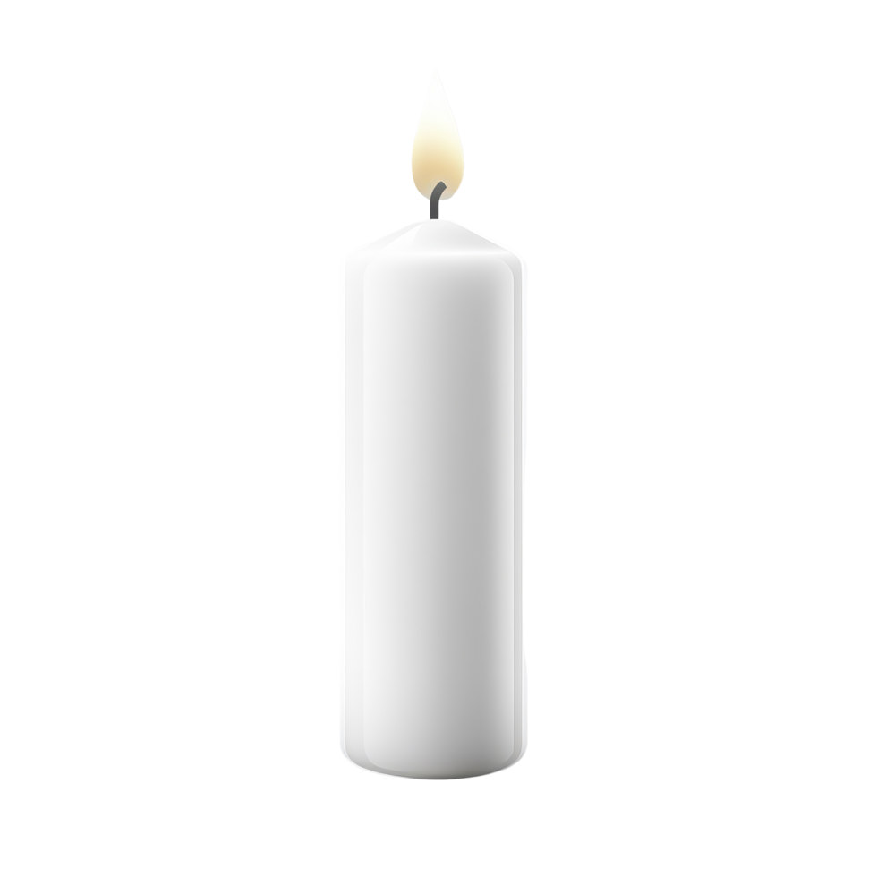 Variety of white candles from small to tall isolated on a clean Transparent background for decorative purposes, White candle, small to tall, isolated on png