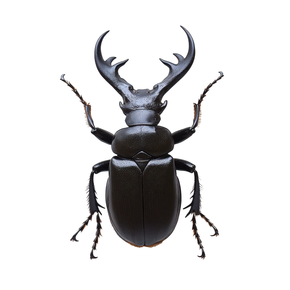 Stag beetle with prominent antlers on a Transparent background in natural setting, Stag Beetle, background png