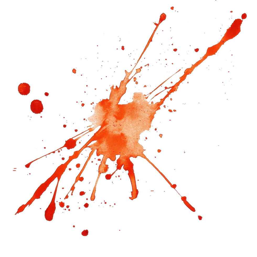 Bright orange stain on a clean Transparent background creating an abstract artistic effect, stain on png