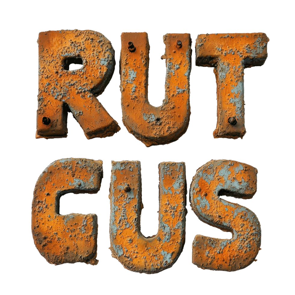 Rusty sign stating rust cast on a white backdrop showcasing vintage texture and character, rusty sign that says rust cast on a Transparent background, background png