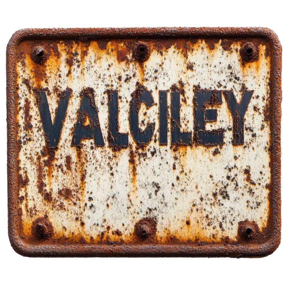 Rusted violation sign with weathered surface in an abandoned location, rusted sign with the word violation on it, Transparent background png