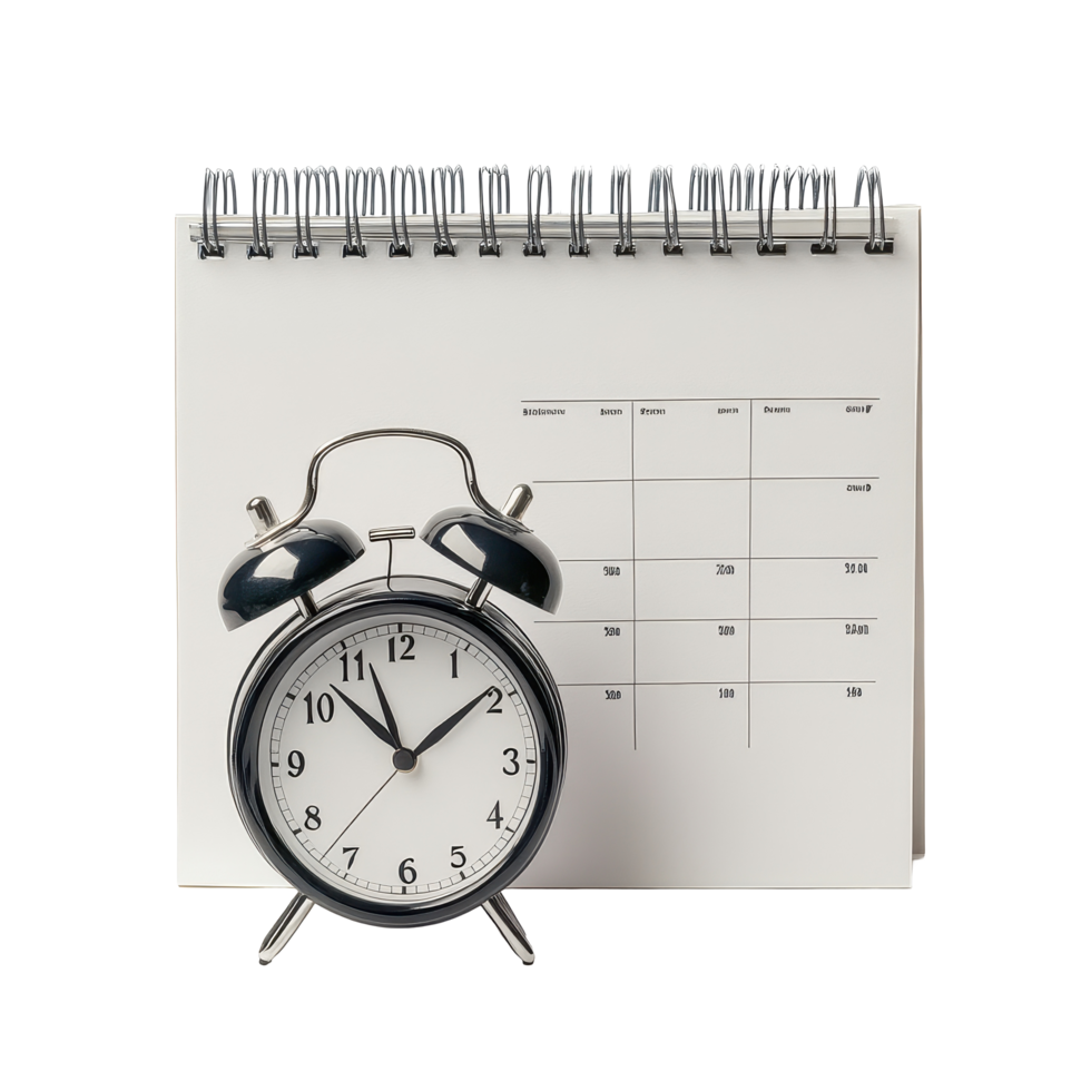 Clock and calendar isolated on Transparent background for time management and scheduling, background calendar and clockisolated on background png