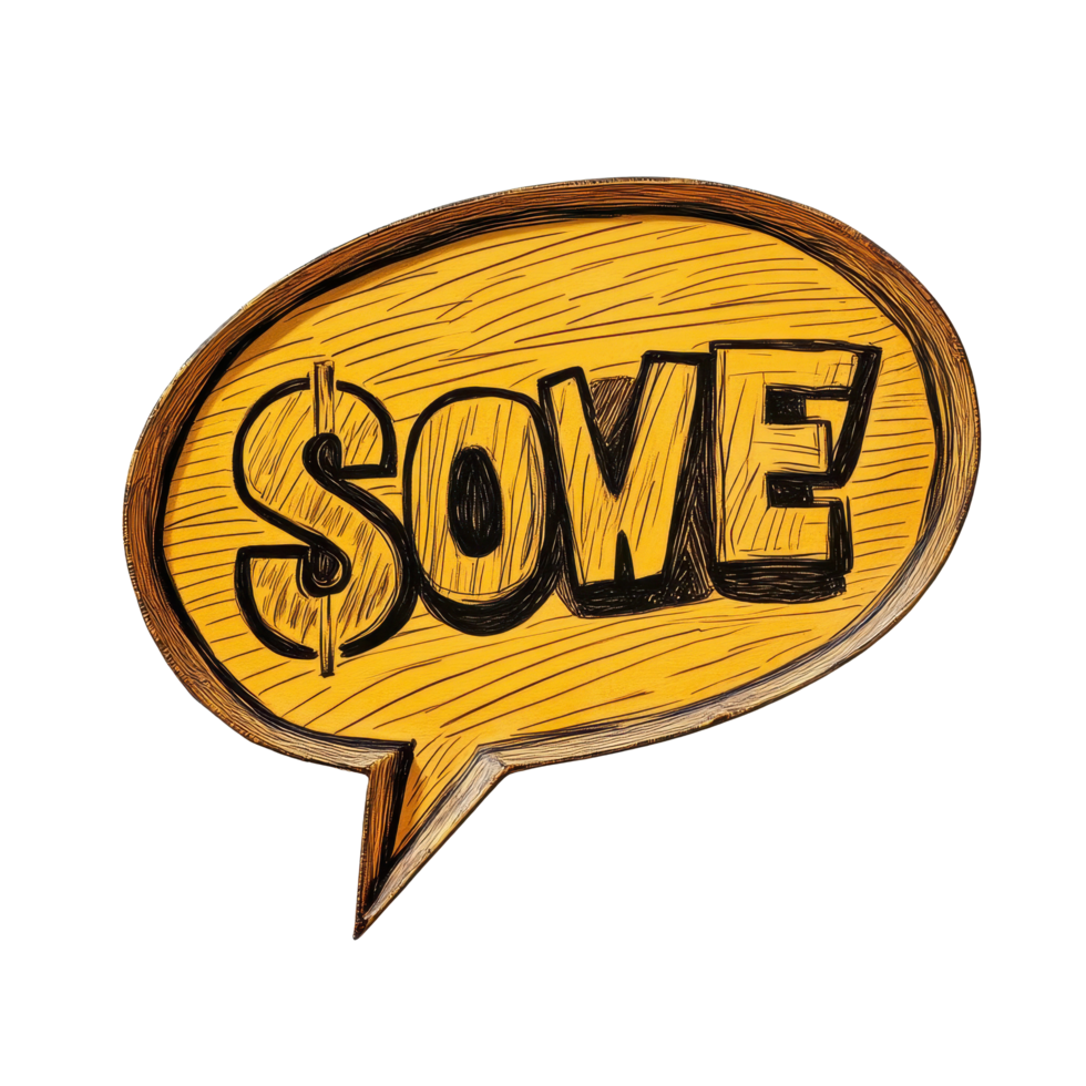 Expressive speech bubble illustrating the concept of money in a simple yet bold design, speech bubble with the word money in it, Transparent background png