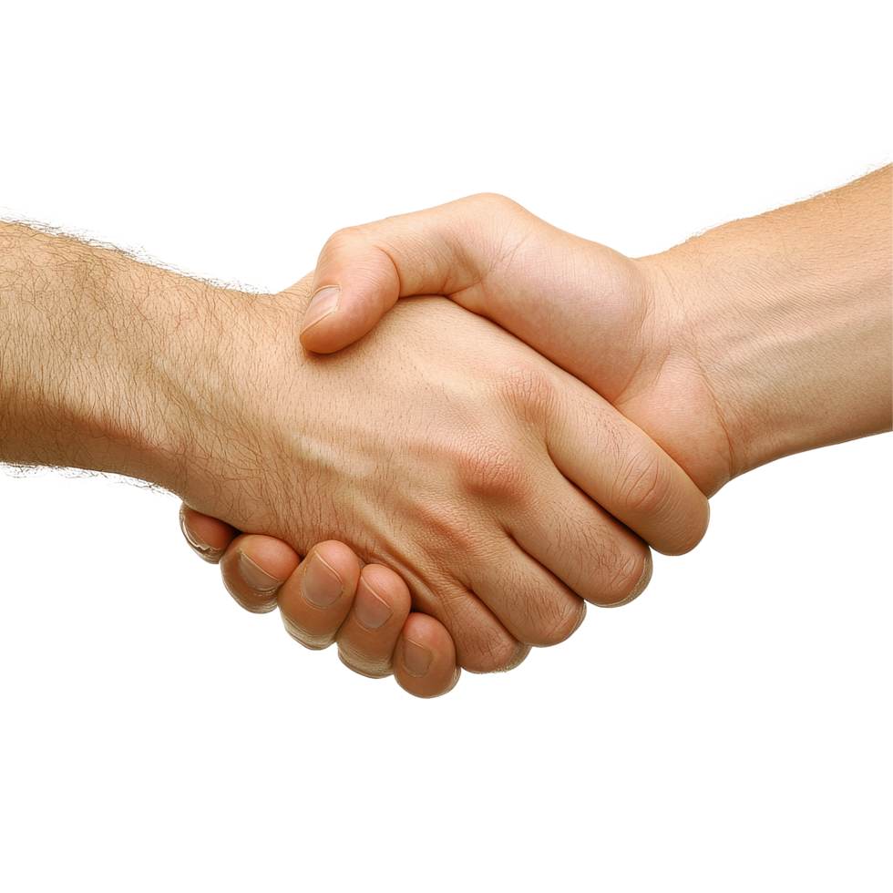 Handshake symbolizing partnership and cooperation on a clean Transparent background, background a handshake transparent png
