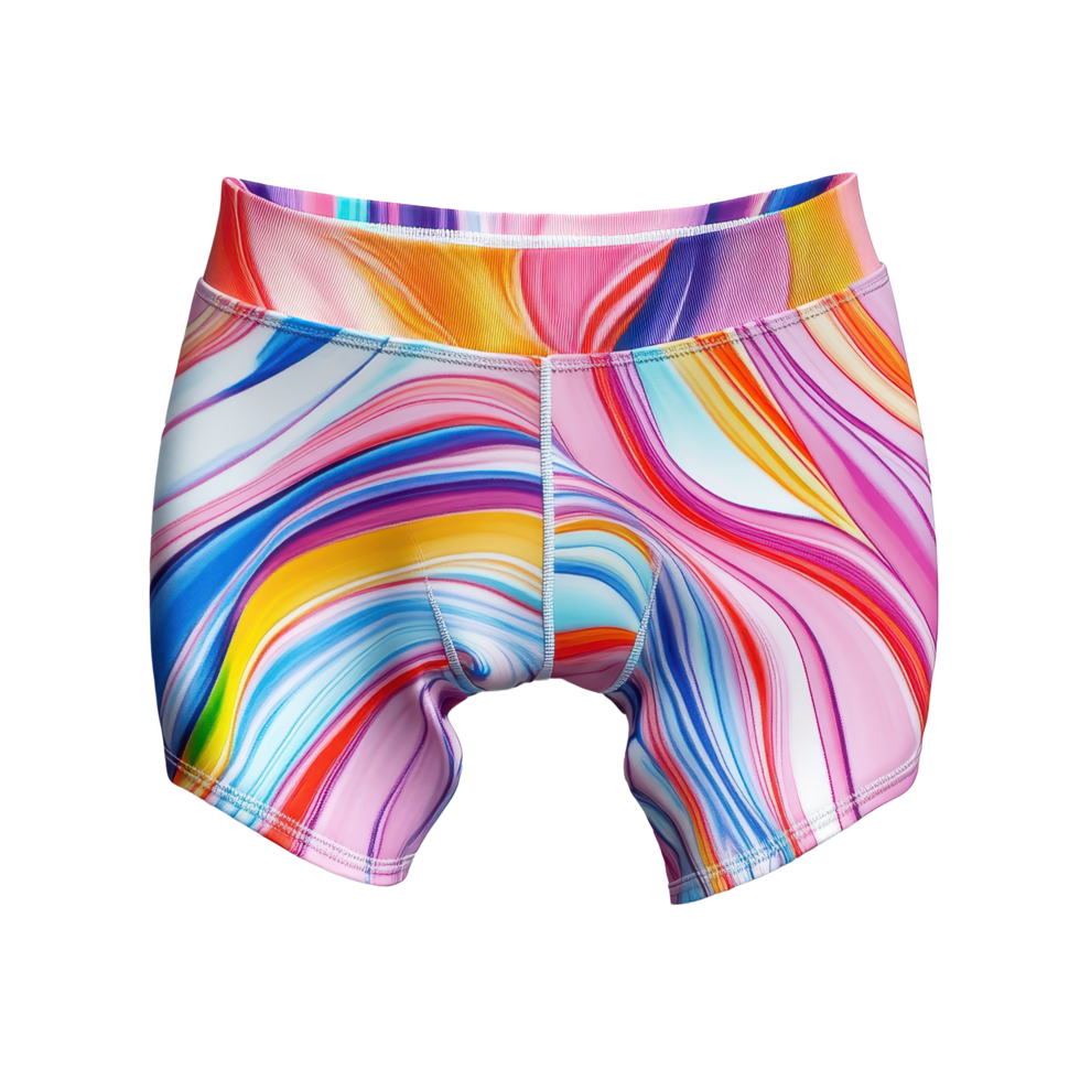 Colorful women's underwear featuring a vibrant swirling design on a Transparent background, woman's underwear with a colorful design on it, background png