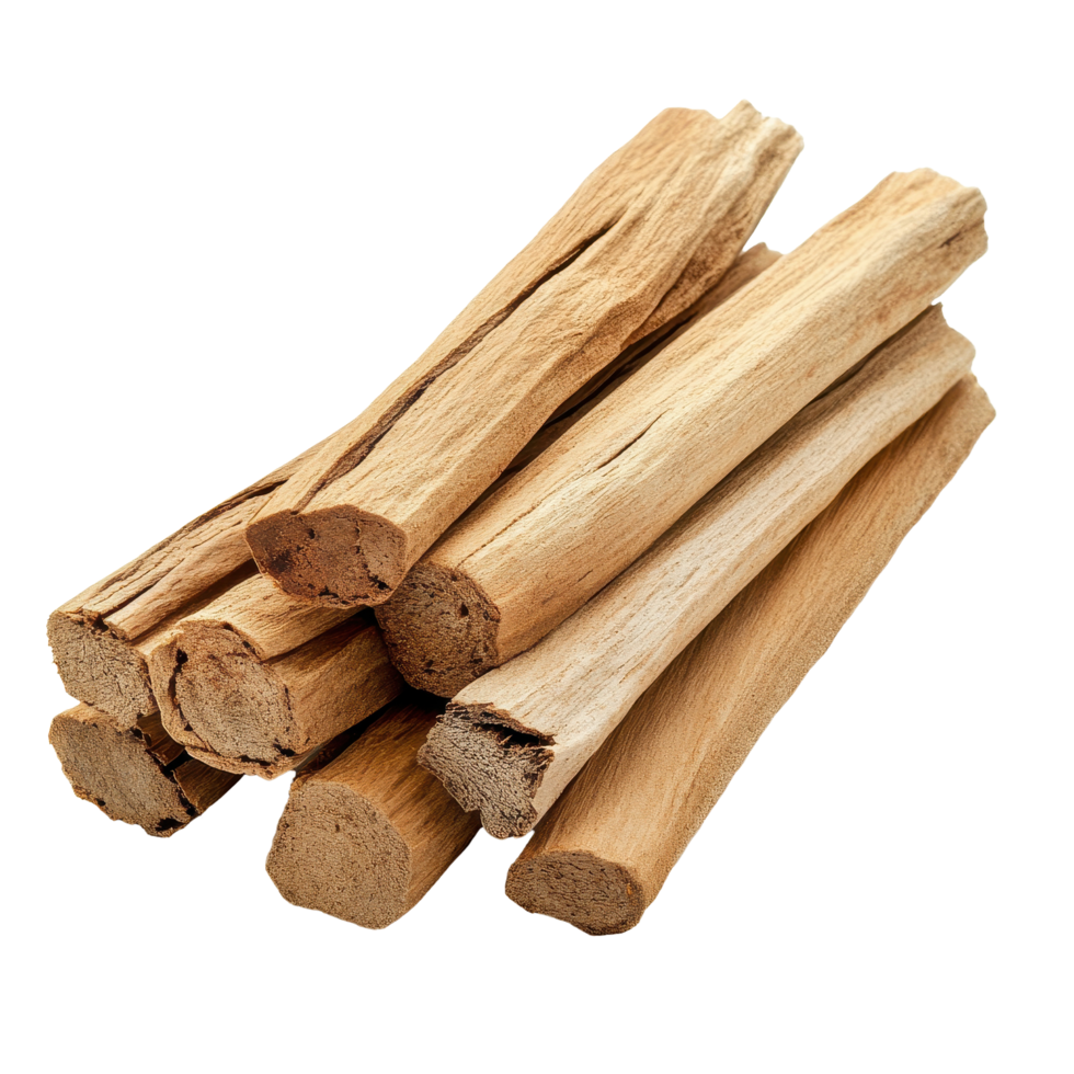 Sandalwood sticks arranged neatly on a Transparent background for fragrance and aroma purposes, Sandalwood sticks isolated on png