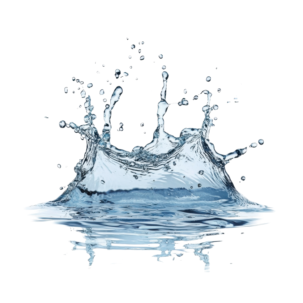 Splash of clean water creating droplets and ripples against a Transparent background, Splash clean water onisolated on background png