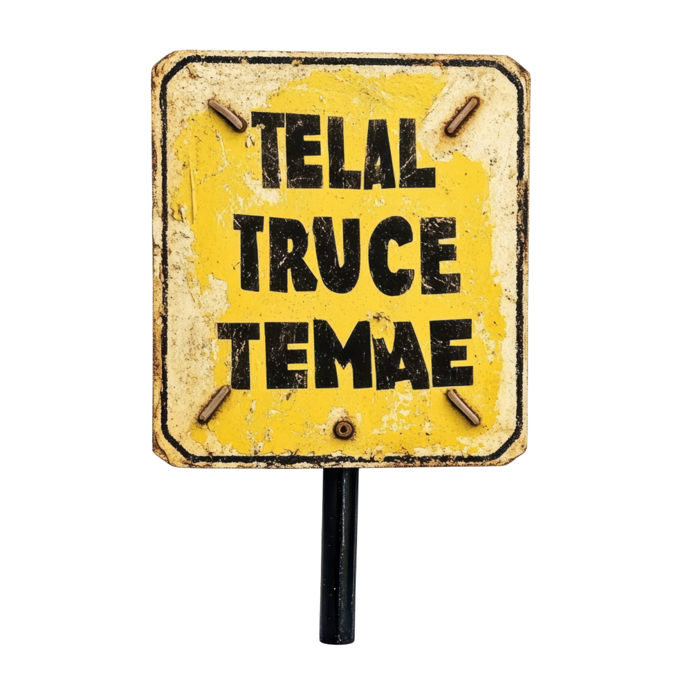 Bright yellow and black teenager sign indicating caution near a school or busy area, yellow and black sign that says teenager on it, Transparent background png