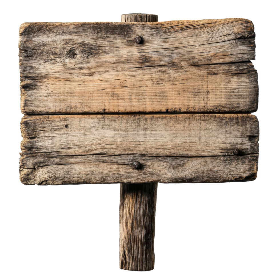 Rustic wooden sign board with weathered texture isolated on Transparent background for creative projects and signage, rustic wooden sign board isolated on background or white backgroud png