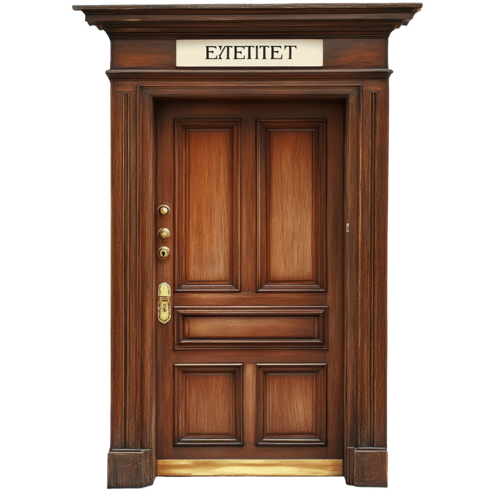 Wooden door with sign labeled executiv in elegant architecture, wooden door with a sign above it that says executive, Transparent background png