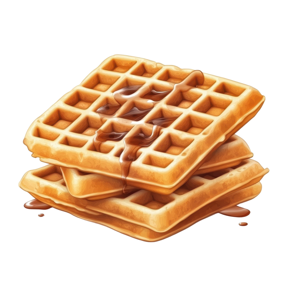 Delicious waffles with syrup served on a Transparent background perfect for breakfast lovers, Waffles isolated on a transparent or isolated on png