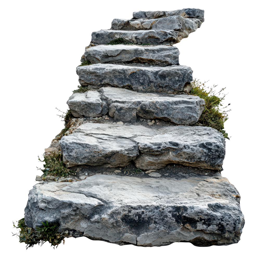 Stone path with steps leading up to a white building surrounded by nature in a peaceful setting, stone path with steps leading up to the top, Transparent background png