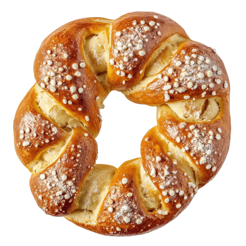 Soft pretzel on Transparent background showcasing its twisted shape and sprinkled texture, Soft pretzel isolated on png