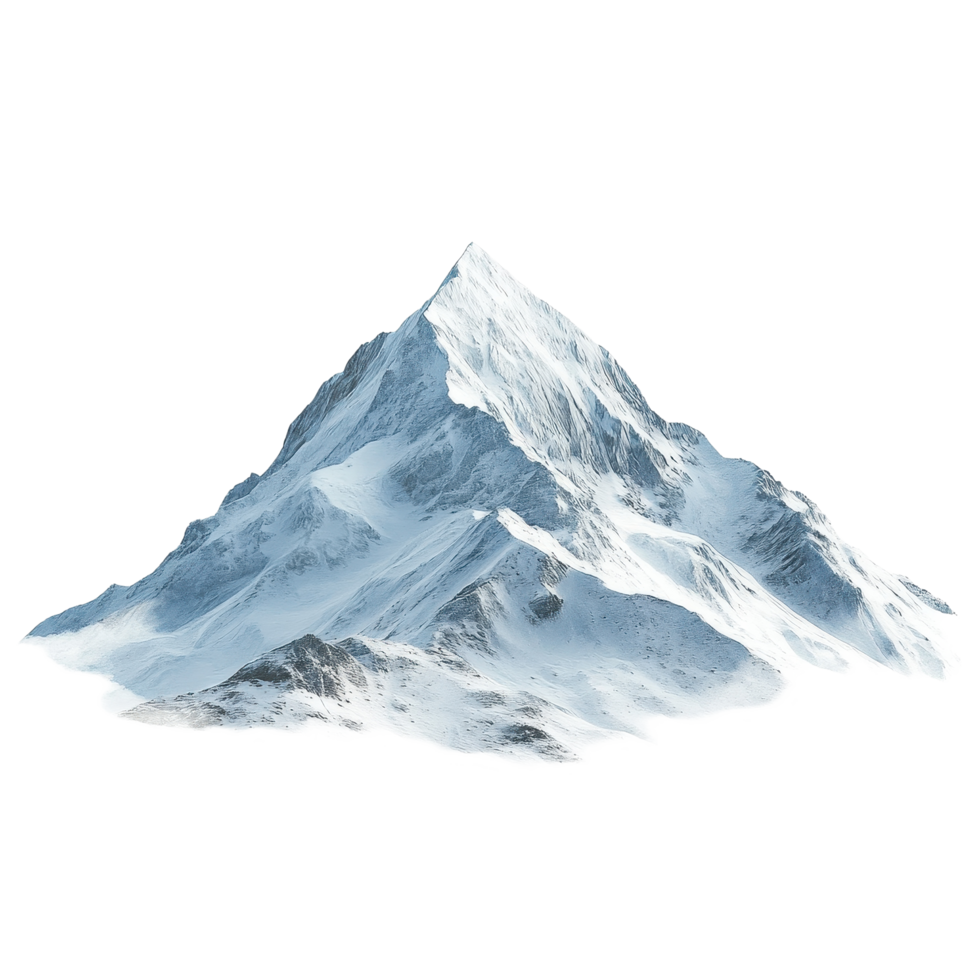 Snow-covered mountain peak isolated on a Transparent background showcasing natural beauty and serenity, Snow mountain isolated on background png