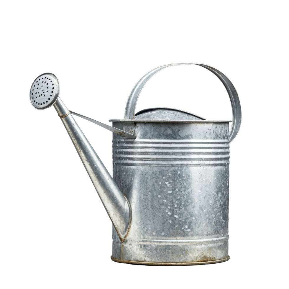 Metal watering can for gardening placed on a clean background, watering metal can for gardening on isolatedisolated on Transparent background png