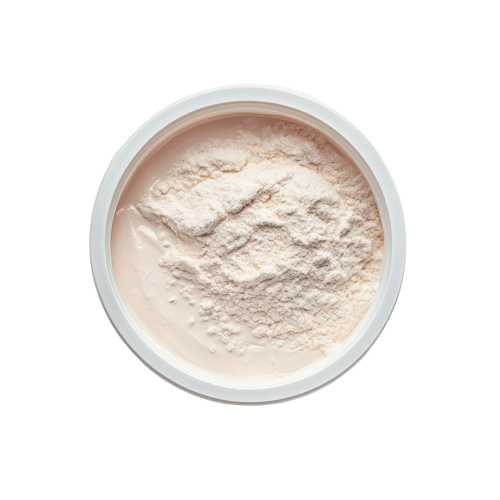 Whey protein powder in a bowl isolated on a Transparent background for nutritional supplements, whey protein in bowlisolated on background png