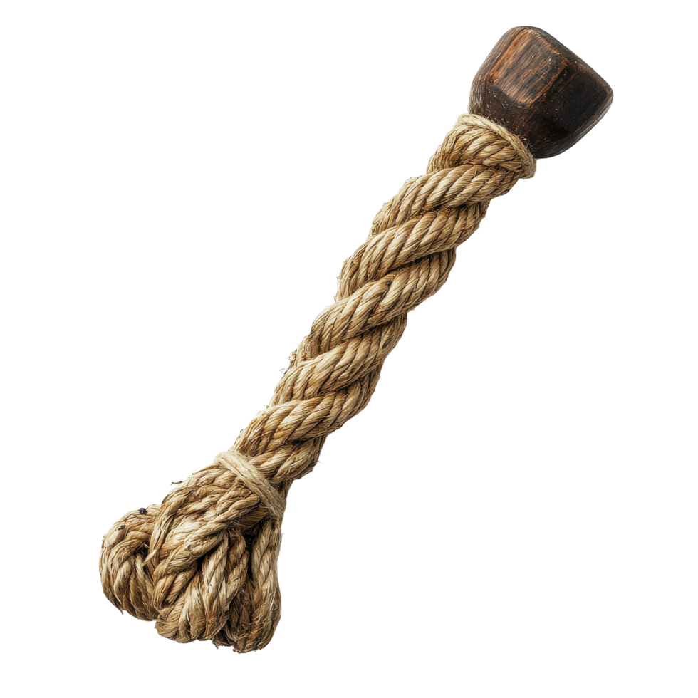 Rustic rope twist with handled wooden tool for crafting and DIY projects in a cozy workshop setting, Rustic Rope Twist with Handled Wooden Tool, Transparent background png