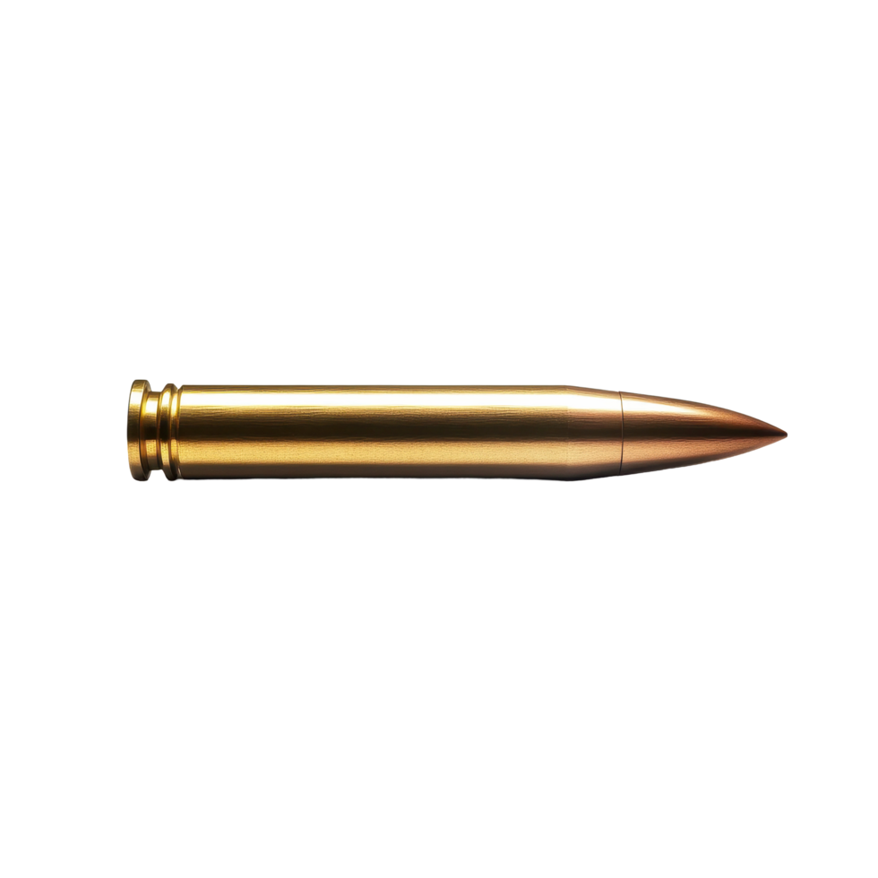 Speeding bullet depicted from side view on plain Transparent background highlighting design and detail, Speeding Bullet Side View Isolated on png