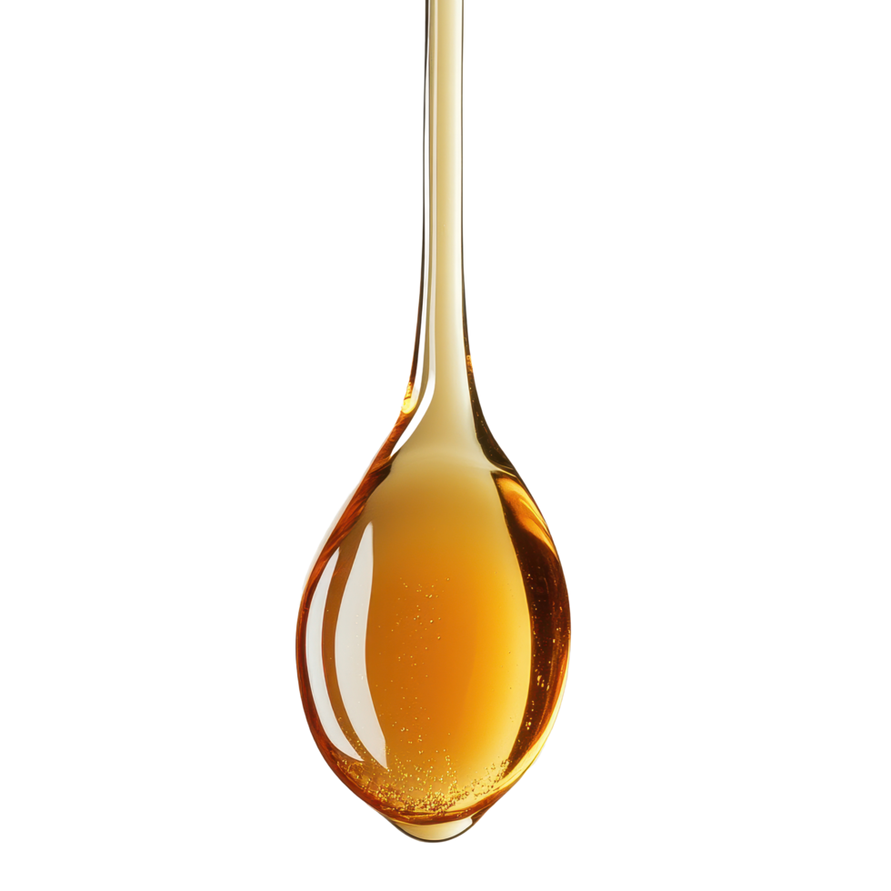 Honey drips slowly from a spoon against a clean Transparent background for a fresh and natural look, spoon honey with a liquid drop, background png